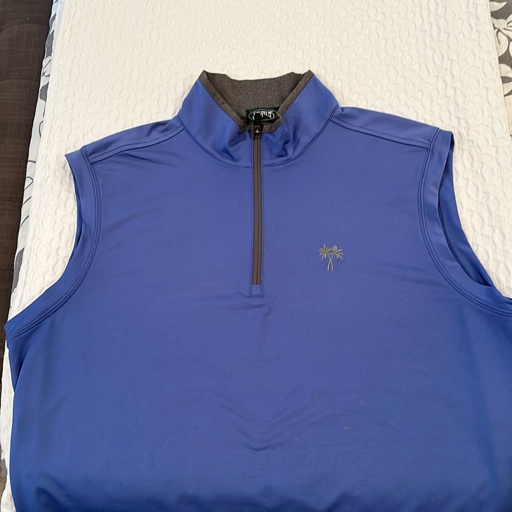 Very nice 1/4 zip polyester vest. This vest is priced to sell.  Don’t miss out